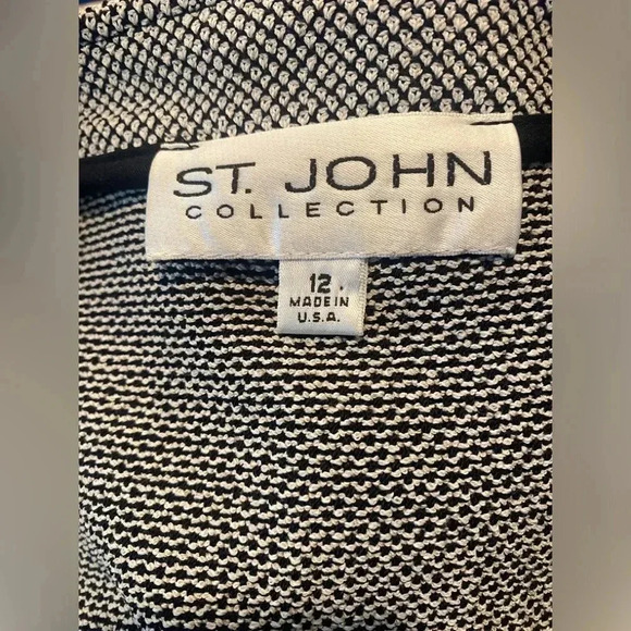 St. John Collection Evening Tweed Pattern Blazer Zip Front Cardigan Size 12 - Picture 6 of 8